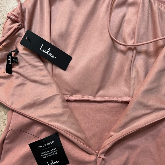 NWT Lulus Drinks On Me Mauve Pink Sleeveless Pleated Bodycon Dress Size Small - Picture 6 of 7